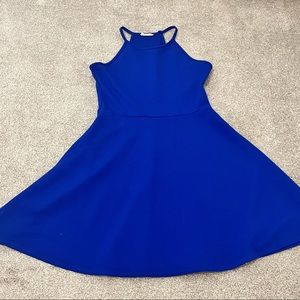 High neck classic blue dress